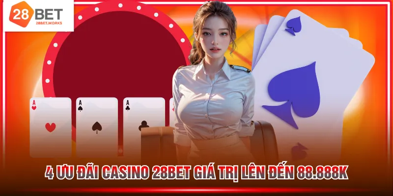 4 ưu đãi casino 28BET giá trị lên đến 88.888k